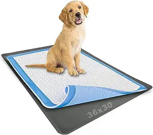 TidyFriend Dog Pee Pad Holder Tray Fits Up to 30 x 36 Wee Wee Pee Pads - Stable Grip, Raised Edges, Quick-Wipe Silicone Surface Dog Potty Tray Holder for Indoor Flooring Protection (Grey)