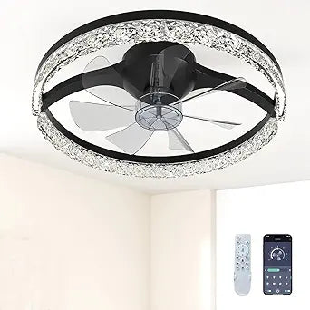 20" Profile Ceiling Fan with LED Light Kit & Remote Control,6-Speed Stepless Dimming, Color Temperature Adjustable 3000K-6500K, Flush Mount for Low Ceilings, Ideal for Bedroom,Living Room,Nursery