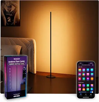 Aura Labs RGBICW LED Corner Floor Lamp - App, Voice Control & Music Sync
