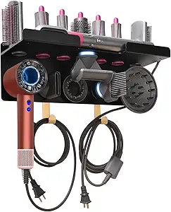 Dyson Airwrap Holder, Dyson Airwrap Wall Mount, 2in1 Dyson Airwrap Organizer and Dyson Hair Dryer Holder, Dyson Hair Dryer Stand for Dyson Airwrap Styler & Supersonic Nural Black UEMUSI