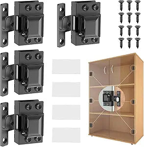 Glass Cabinet Door Hinges, 304 Stainless Steel, Hydraulic Soft Close, Magnetic Latch,Door Hinge for 4-9mm Thickness, Durable (4PCS-Glass Door Hinges-Black)