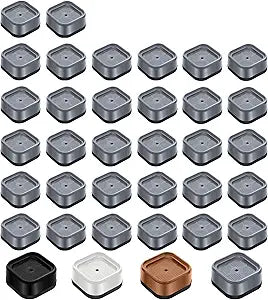 shouwuhho 32 Pack Furniture Risers Adjustable Bed Risers Heavy Duty Lifts Height 1", Square Stackable Bed Risers 1, 2 or 3 Inch for Desk Leg Table Couch Sofa Chair Bed Frame Legs Dorm, Gray