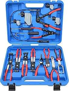 16 Pcs Hose Clamp Pliers Set, Hose Clamp Removal and Installation Tool with Long Flexible Plier & Electrical Disconnect Pliers for Automotive Coolant Radiator Heater, Water Hoses, Fuel Lines