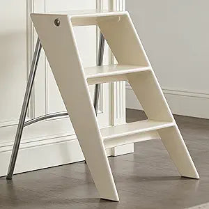 HOTEAGLE Modern Folding Chair - Multifunctional Design Doubles as Step Stool & Storage Shelf, Sturdy Engineering Plastic for Kitchen, Dining & Bistro,White