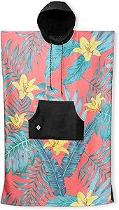 Nomadix Changing Poncho - M/L - Quick Dry & Absorbent Hooded Surf & Swim Poncho - Sewn Sides for Private Changing - Front Pocket Storage - Made from Post-Consumer Recycled Materials - Palms Coral