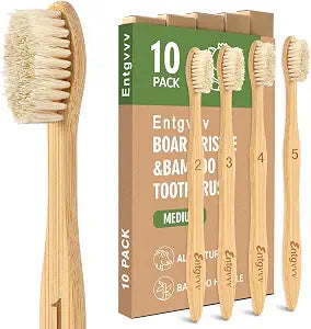 Boar Bristle & Bamboo Toothbrushes, Plastic Free Natural Toothbrush