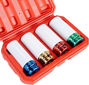 1/2" Drive Wheel Protector Impact Socket, Metric deep 17-19-21-22 mm(4 PCS)