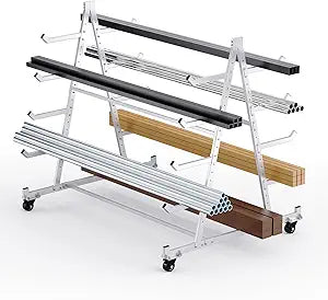 Horizontal Storage Rack with 4 Swivel Wheels, Heavy Duty Mobile Material Handling Conduit Pipe Rack, 5ft x 3.7ft x 4.3ft