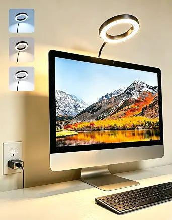 Ring Light for Computer Monitor,Suction Cup Small Desk Lamp for Office Home