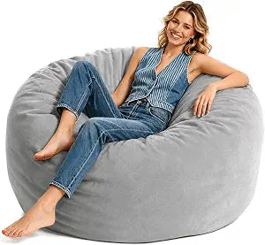 3FT Bean Bag Chair Cover - Soft Fluffy Dutch Velvet Bean Bag Bed (No Filling, Cover Only), Comfy Washable Lazy Sofa Cover for Adults and Kids