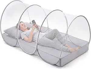 Orzbow Large Mosquito Net | Portable Pop Up Mosquito Tent for Insect, Fly & Bug Protection with Charging Cable Access and Storage Pocket for Bed, Camping, Beach, Travel, Outdoor, 74.8" x 35.4" x 33.4"
