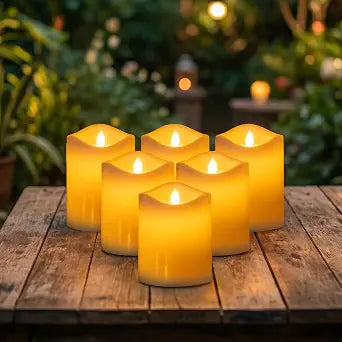 Livinlarge Solar Candles Outdoor Waterproof,6pcs 3"x4" Solar Flamele Candle