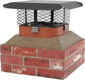 Shelter SCADJ-S Adjustable Clamp On Black Galvanized Steel Single Flue Chimney Cap,Small