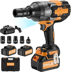 This Hill 3/4 inch Cordless Impact Wrench 1/2", 1328Ft-lbs(1800Nm),21V Brushless lmpact Driver Set, 2 x 4.0Ah Battery, High Torque Power Impact Gun for Agricultural Machinery Truck