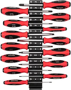 TEKTON Phillips and Slotted Screwdriver Set with Modular Organizers - 4 Inch Shanks, 14-Piece (#0 - #4, 3-14 mm) | DWZ90107