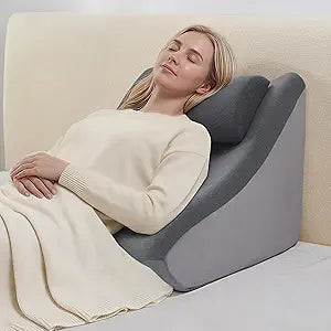 Vekkia 21 Extra-Wide Back Pillow with Adjustable Headrest  2 in 1 Ergonomic Dual-Layer Wedge Backrest for Sitting or Reclining  Adults on Bed, Sofa & Floor, for Reading, TV & Gaming, Soft Cover