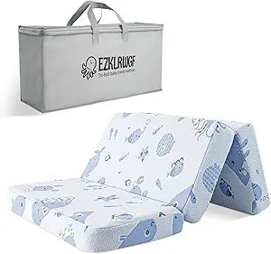 Trifold Pack and Play Mattress, Dual Sided Soft & Firm Memory Foam Portable Pack N Play Mattress with Machine Washable Cover