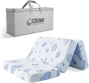 Trifold Pack and Play Mattress,Dual Sided Soft & Firm Premium Memory Foam Portable Pack N Play Mattress with Removable Washable Cover