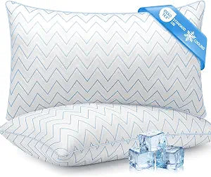 DIORIS Queen Size Pillows Set of 2 - Cooling Bed Pillows for Sleeping, Down Alternative Hypoallergenic Pillow for Side Back and Stomach Sleepers, Medium Soft Support with Breathable Microfiber Fill