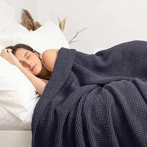 Waffle Blanket King Size Bed, 100% Cotton Soft Lightweight Breathable Summer Blanket, Waffle Weave King Size Bed Blanket: Grey (104"x90")