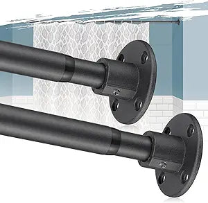Heavy Duty Shower Curtain Rod - 28 to 62" Fixed Shower Curtain Rod Wall Mounted - Adjustable Extendable Rustproof for Bathroom,Closet,Doorway,Room Divider - Matte Black 2 Pack