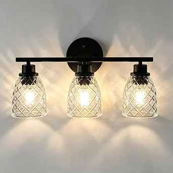 3-Light Vanity Light Over Mirror, Black Bathroom Light Fixtures