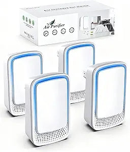 Plug In Air Ionizer Purifier for Home (4 Pack), Negative Ion Generator, Quiet Air Freshener for Bedroom, Office, Kitchen, Portable Air Filter, Mini Air Cleaner