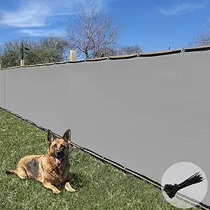 E&K Sunrise 4' x 50' Privacy Fence Screen with Grommets, Outdoor Windscreen Fence Covering Privacy Screen UV Blockage for Backyard Garden Patio, Zip Ties Included (Gray)