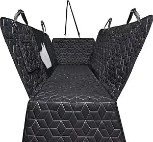 Meginc Dog Car Seat Cover for Back Seat, 54" Waterproof Dog Car Hammock with Mesh Window and Side Flaps, 600D Oxford Fabric Pet Seat Protector for Cars, SUVs & Mid-Size Trucks, Black
