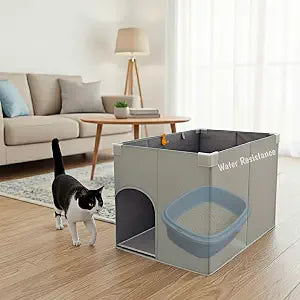 Dog Proof Cat Litter Box Enclosure, Open Top High Side, Less-Mess Extra Large Water Resistance Splash Guard for Pet Litter Pan, Scratch Proof Cover for Cat Litter Boxes