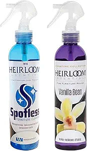 Two-Step Spotless Glass Cleaner Spray and Fine Furniture Wood Polish Combo for Multi-Surface Cleaning, Dusting and Furniture Care (Vanilla Bean)
