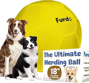 18" Herding Ball for Dogs, for Corgis, for Australian Shepherd, for Cattle, for Border Collie, for Blue Heelers & Other Medium to Large Dogs, Herding Dog Ball, Herding Dog Toys - Yellow