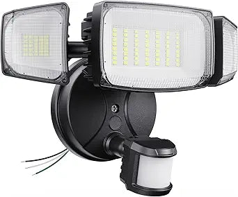 Olafus 80W Motion Sensor Outdoor Lights, 8000LM Hardwired Motion Flood Light Dusk to Dawn, IP65 Waterproof LED Security Floodlights, 6500K Motion Detector Lights for Outside, Black