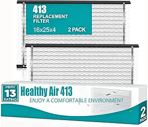 [2-Pack] 413 Replacement Filter Compatible with AprilAire Whole House Air Purifier MERV 13 for Whole House Air Purifiers Replacement Filter for Model 1410 1610 2410 2416 3410 4400,16x25x4