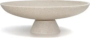 LIN CHUAN Large Decorative Bowl, Modern Resin Pedestal Bowl for Home Decor, Stylish Fruit Bowl for Kitchen Counter, Chic Key Holder for Entry Table, Beige