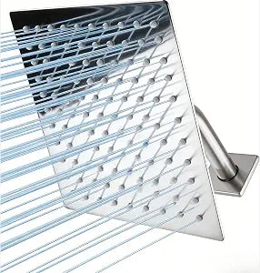 6 Inch High Pressure Shower Head, High Flow Stainless Steel Square Rainfall Shower,Brushed Nickel