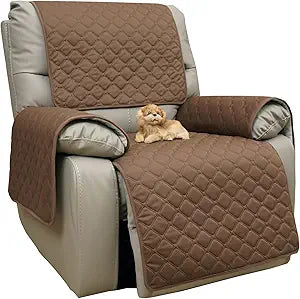 Eismodra Waterproof Recliner Chair Covers for Reclining Couch Slipcovers Seat Cushion,Anti-Slip Sofa Cover for Dogs Pets Furniture Protector Washable,Brown Set (4 Pieces)