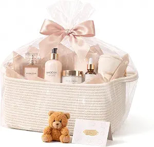 CHICVITA Large Woven Basket for Gifts with Handles, 13.5" x 10" x 6.5"