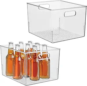 iDesign Storage Bin with Handles for Kitchen, Bathroom, or Home Office, Set of 2, Clear, Made in USA