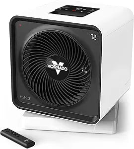 Vornado Velocity CUBE 5 OSC Whole Room Space Heater with 70┬║ Oscillation, Remote Control, Vortex Heat Circulation, LED Touch Controls, 1-12 Hour Timer, Advanced Safety, Auto-Climate Control, White