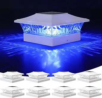VOLISUN Solar Post Cap Light 8Pack White: RGB Color Changing - Fence Post Lights Solar Outdoor Waterproof for 4x4 x5 x6 WoodenVinyl Post