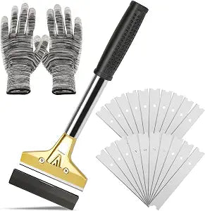 Razor Blade Scraper with 20 PCS Extra Blades and Gloves.