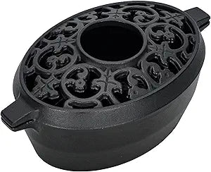Wood Stove Steamer Humidifier, 2.5 Quart Cast Iron Pot with Porcelain Enamel Coating & Lattice Top, Rust Resistant, Decorative Humidifier for Fireplace, Home Indoor Use (Black)