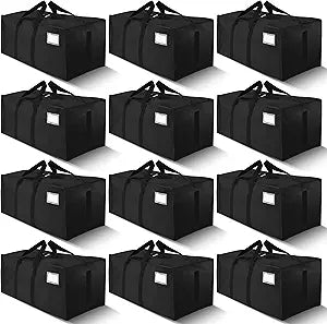 HOMESURE Supports 200lbs Heavy Duty Moving Bags - Strong Zipper & Wrap-Around Handles - Water-Resistant Storage Totes, Durable Alternative to Moving Boxes - 12 Pack - Black