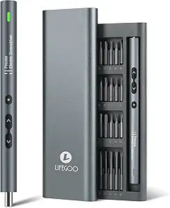 LIFEGOO Mini Electric Screwdriver, 62 in 1 Cordless Precision Power Screwdriver Set with 48 Bits, LED Lights Magnetic Mat, Rechargeable Portable Repair Tool Kit for Phone Watch Camera Laptop PC