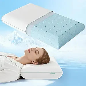 Releep Cool Touch Gel Memory Foam Pillow, Soft Breathable Cervical Neck Pillow, Deep Sleep Pillow, Ergonomic Orthopedic Bed Pillow for Neck Pain Relief, Standard Size