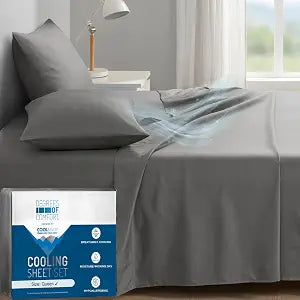 Coolmax�� Cooling Sheets for Hot Sleepers, Queen Size, Grey
