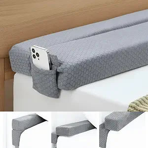 AceOrbit Foldable Bed Wedge Pillow for Headboard Gap (0-6'') 76" x 9.8" x 3" Foam Mattress Gap Filler, Pillow Falling Down, Gray