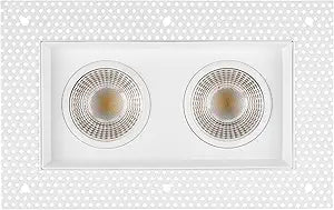 Maxxima 4 inch 2 Head Trimless Slim Square Recessed Anti-Glare LED Gimbal Downlight Canless IC Rated 2000 Lumens 5 Color Temperature Selectable 2700K/3000K/3500K/4000K/5000K Dimmable 90 CRI J-Box Incl