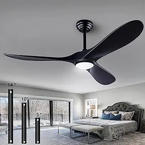 52 Ceiling Fans with Remote Control with Light (LED), Modern Reversible DC Motor Indoor Outdoor 3 Blade Ceiling Fan for Living Room, Patio, and Farmhouse (Black)